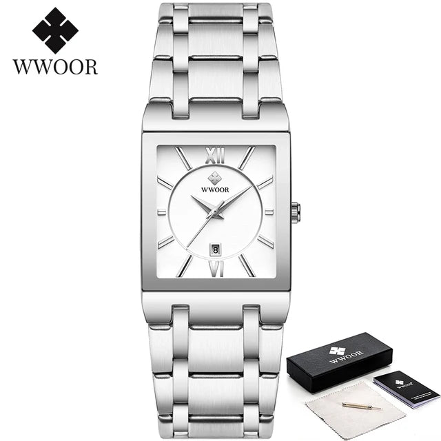 Gold stainless steel quartz men's watch by Lamp Post with a sleek design and classic round dial.