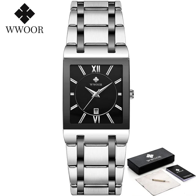 Gold stainless steel men's quartz watch by Lamp Post with a sleek classic design and round dial.