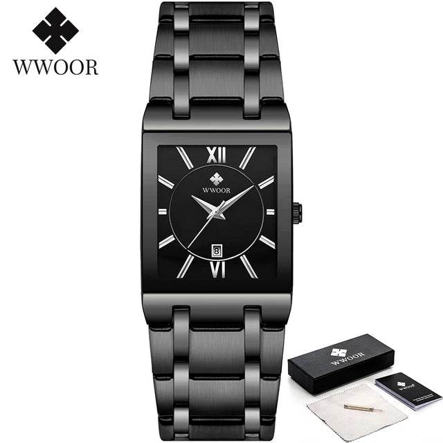 Gold-tone quartz stainless steel men's watch by Lamp Post with a sleek design and classic round dial.