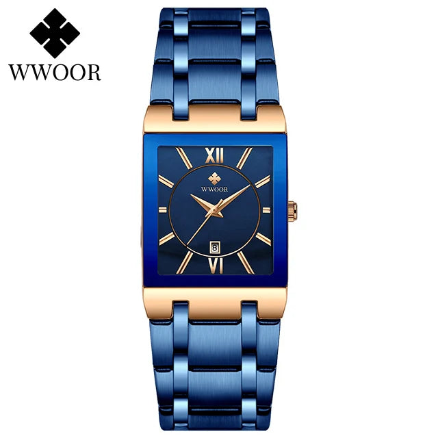 Gold stainless steel men's quartz watch by Lamp Post, featuring a sleek dial and classic design.