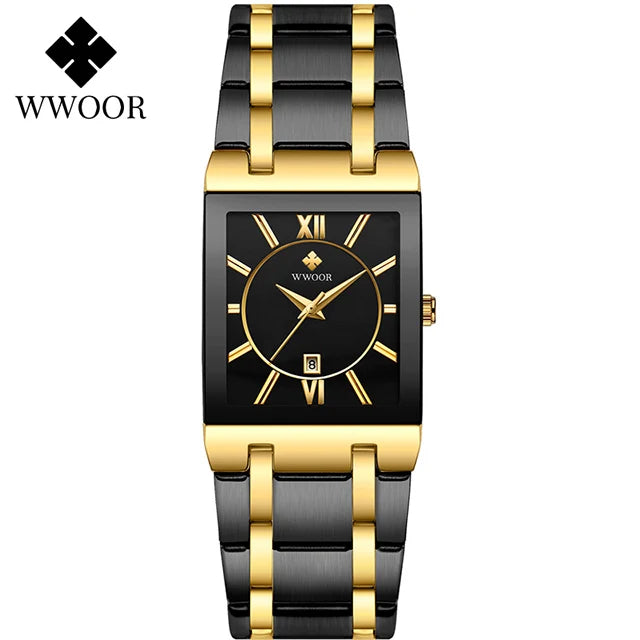 Gold Quartz Stainless Steel Watch for Men by Lamp Post, featuring a sleek design and durable stainless steel band.