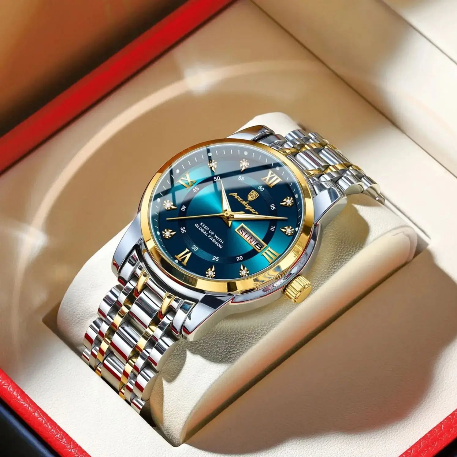 Luxury Lamp Post gold and blue watch from the premium craftsmanship collection, featuring a sleek design and elegant details.