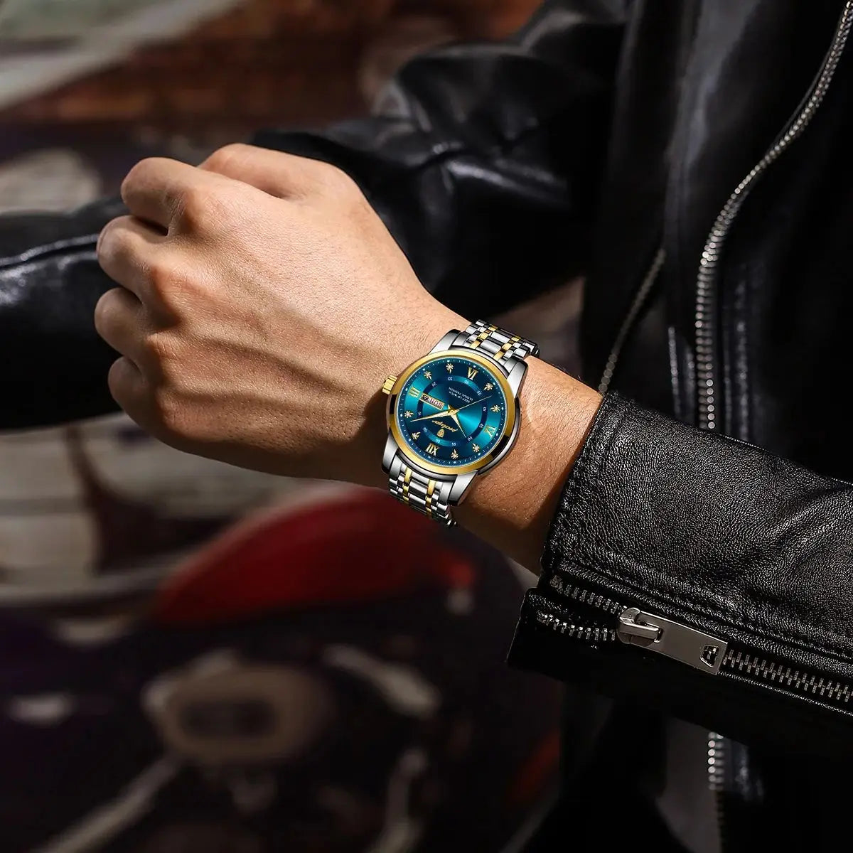 Luxury Lamp Post gold and blue watch from the premium craftsmanship collection, showcasing elegant design and sophisticated detailing.