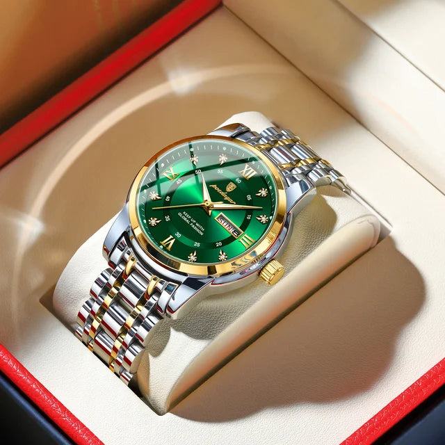 Gold and blue luxury watches from Lamp Post's premium watch collection, showcasing elegant craftsmanship and sophisticated design.