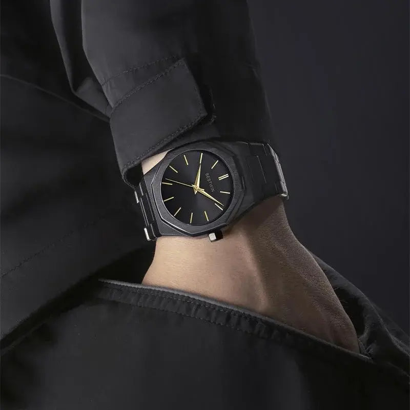 Gold and green stainless steel men's watch by Lamp Post with a sleek design and modern style.