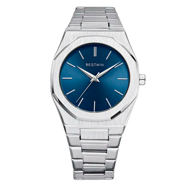 Gold and green stainless steel men's watch by Lamp Post featuring a sleek design and a round dial.