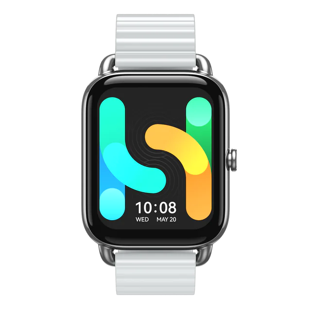 Gold AMOLED display smart watch by Lamp Post featuring a magnetic strap, suitable for men and women, with a sleek modern design.