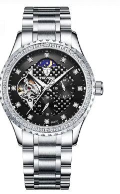 Gold and white luxury mechanical men's watch by Lamp Post featuring a sleek dial and sophisticated design.