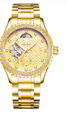 Gold and white luxury mechanical men's watch by Lamp Post with a sleek design and elegant dial.