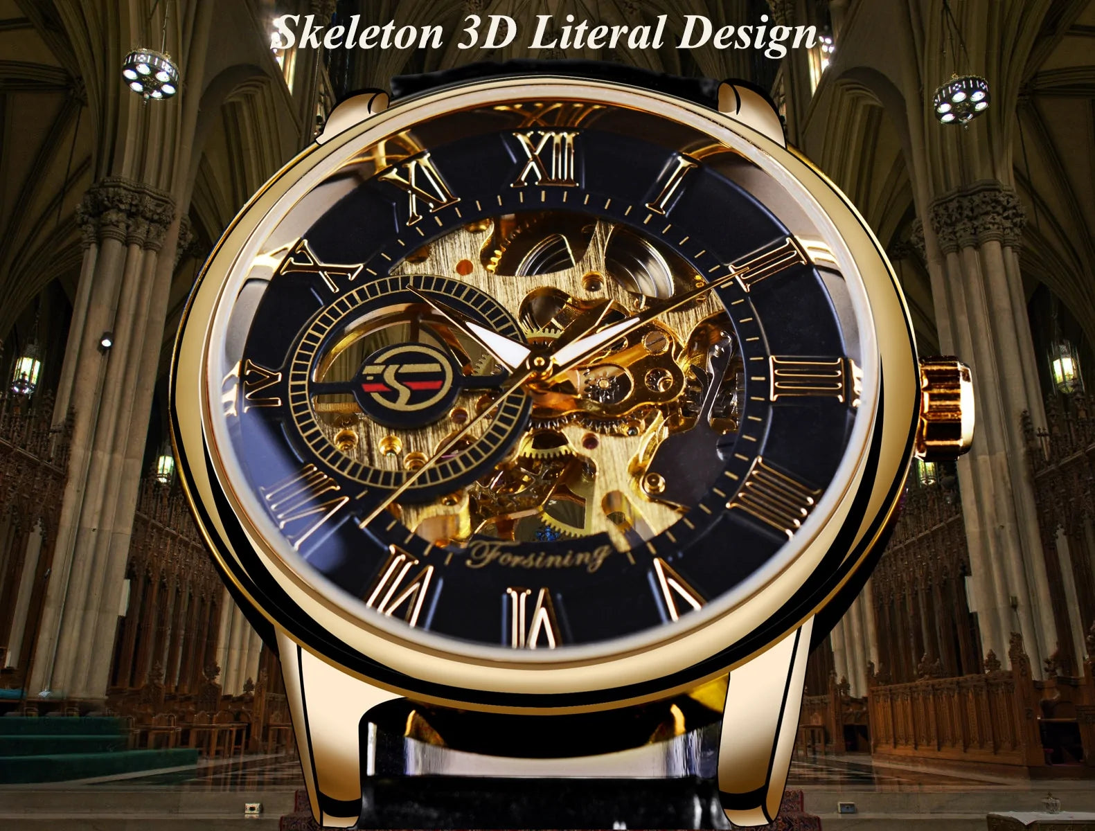 Golden Lamp Post designer watch with sleek design, featuring a round dial and stylish strap, perfect for everyday wear.