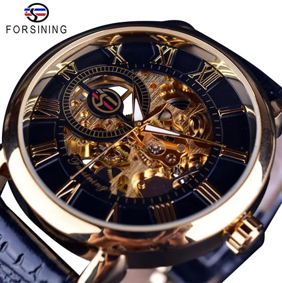 Gold-colored Lamp Post designer watch with a sleek dial, featuring GMT functionality and a stylish modern design.