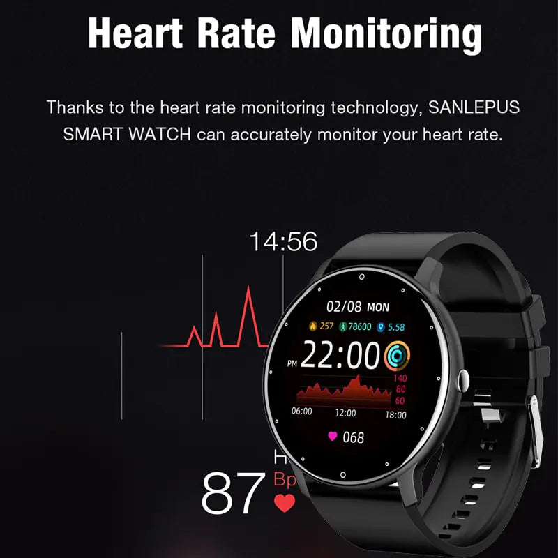 Pink Lamp Post smart watch for men featuring a full touch screen, sport and fitness tracking capabilities.