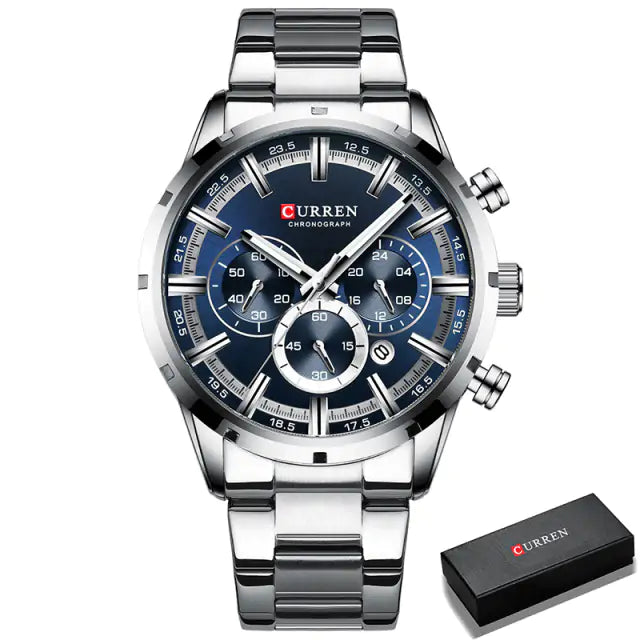 Lamp Post rose gold and blue quartz watch, crafted with precision, showcasing a stylish and elegant design under $500.