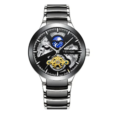 Rose gold automatic mechanical men's watch by Lamp Post featuring a white dial and elegant design.