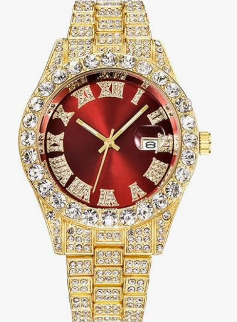 Silver and blue men's diamond quartz watch by Lamp Post featuring luxury crystal details and an elegant analog display.