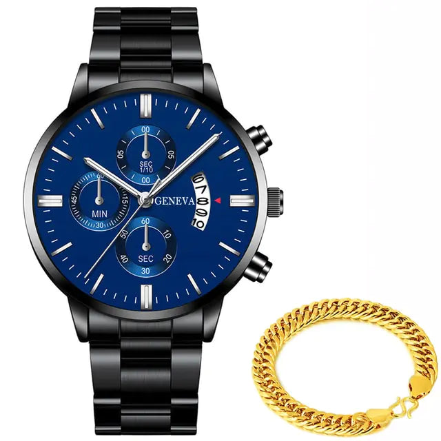 Men's stainless steel watch by Lamp Post featuring a stylish design and a sleek metal band, perfect for fashion-forward occasions.