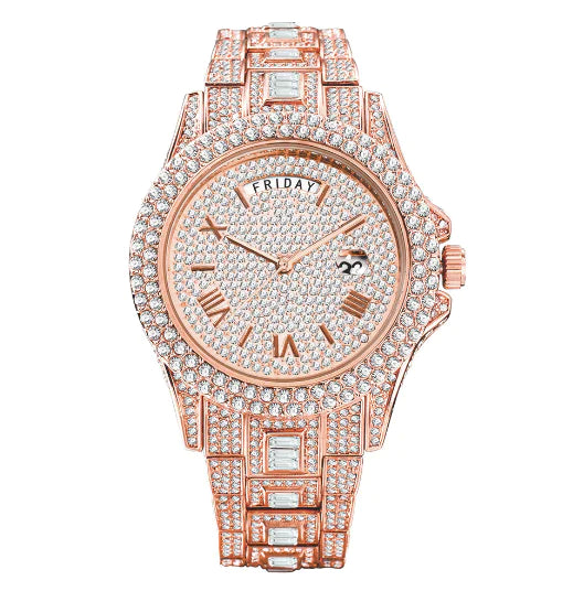 Lamp Post luxury men's diamond watch featuring a sleek design and rose gold accents, showcasing elegance and craftsmanship.