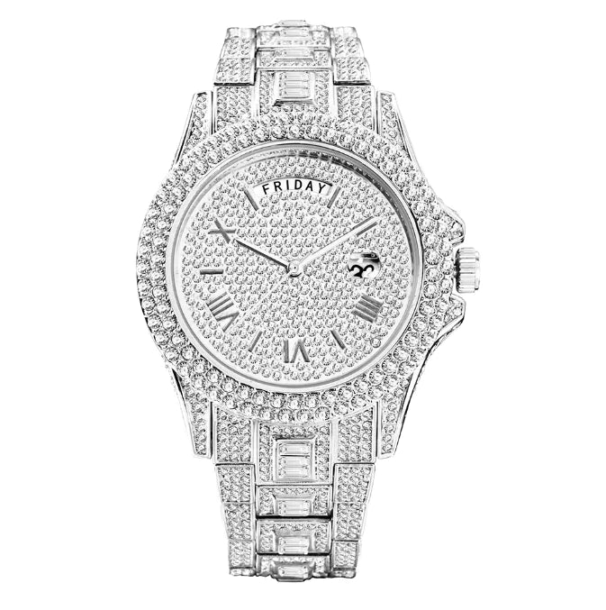 Rose gold luxury silver men's watch by Lamp Post featuring a sleek design, ideal for gifting on birthdays.