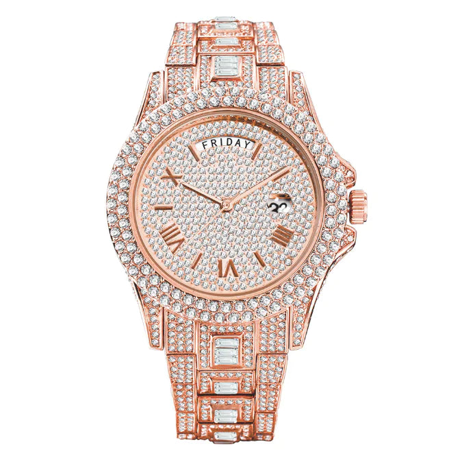 Rose gold luxury silver men's watch by Lamp Post with a sleek design, perfect as a best friend birthday gift.