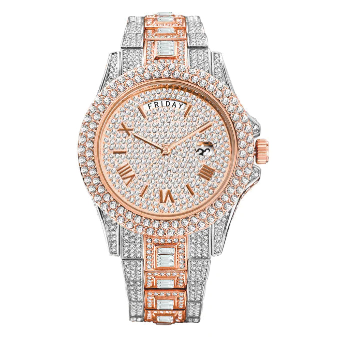 Rose gold luxury silver men's watch by Lamp Post, stylish wristwatch suitable as a best friend birthday gift.