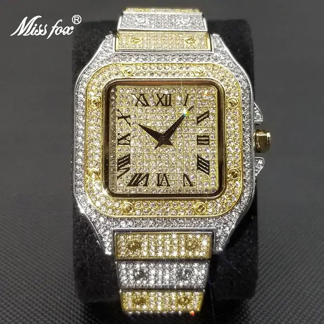 Lamp Post MISSFOX Ice Out men's watch featuring a silver dial and stainless steel band, showcasing a sleek, modern design.