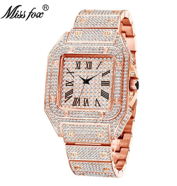 Square gold men's watch by Lamp Post featuring a silver dial and sleek design, perfect for stylish, everyday wear.
