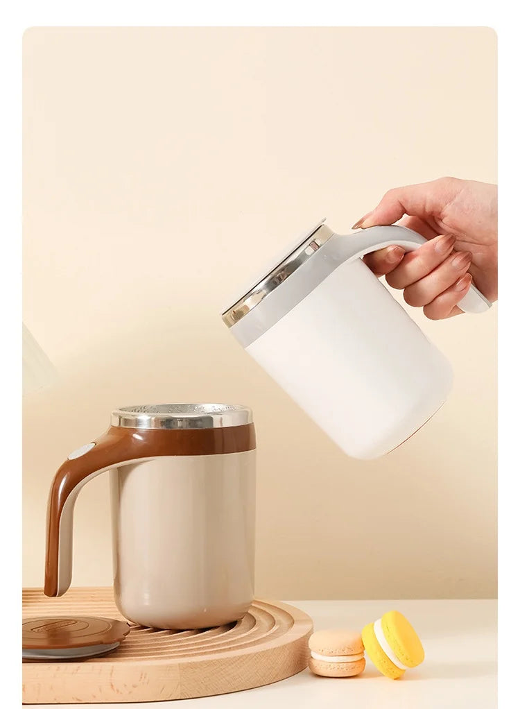 Lamp Post automatic self-mixing coffee mug with magnetic stirrer, 304 stainless steel, rechargeable electric mug for coffee, milk, and tea.