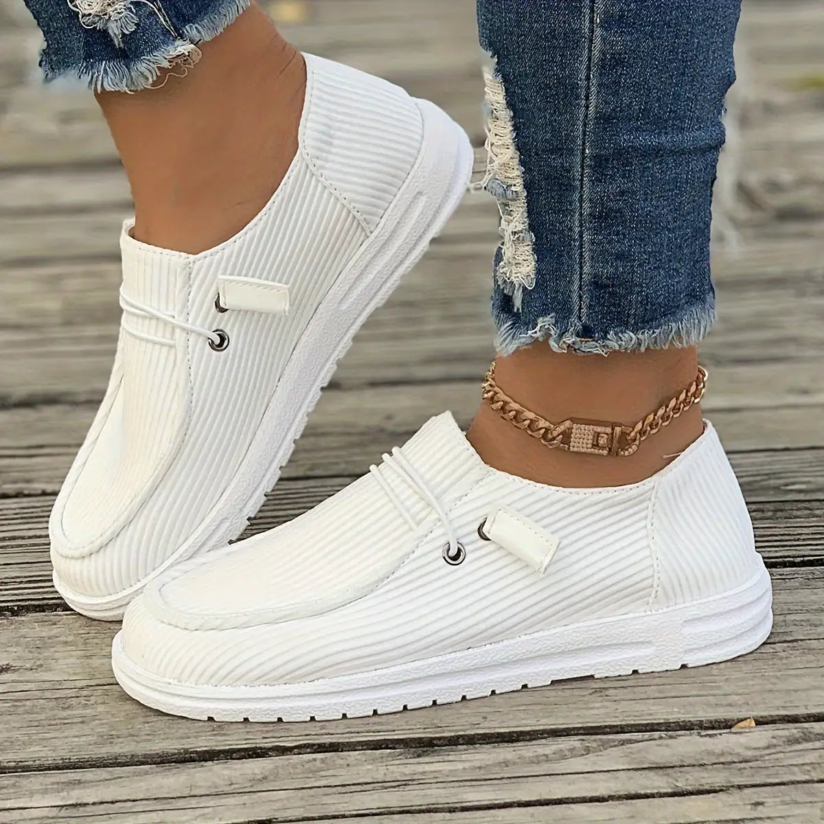White Lamp Post non-slip women sneakers with cushioned soles, stylish design, and secure grip for comfortable daily wear.