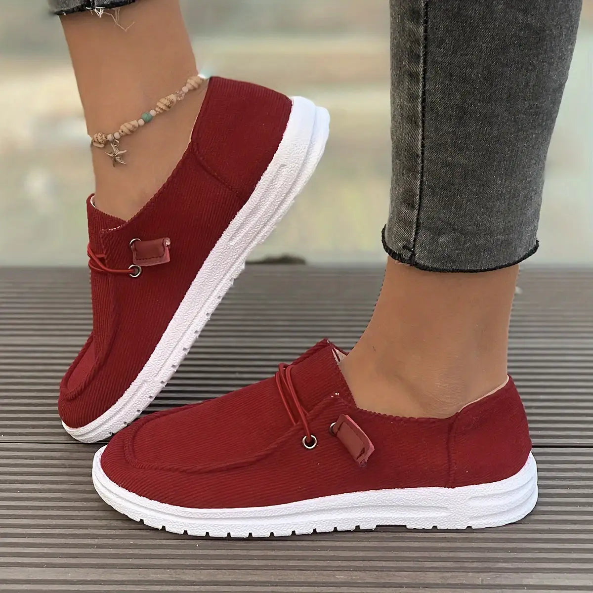 White Lamp Post non-slip women sneakers with breathable mesh and cushioned soles, designed for comfort and safety.