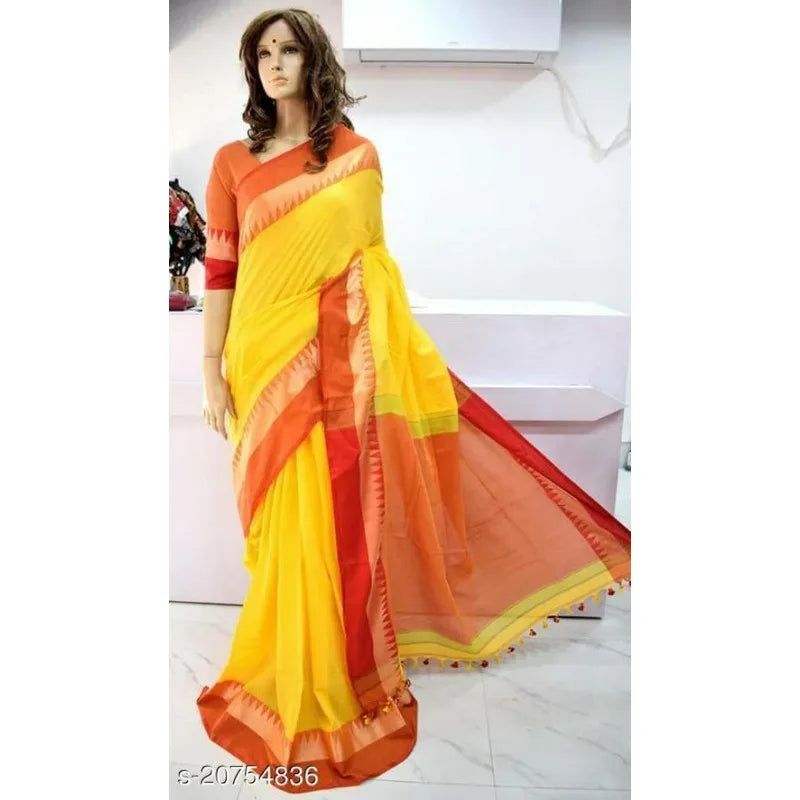 White traditional cotton saree for women by Lamp Post, showcasing intricate weave and elegant drape in a one-size design.