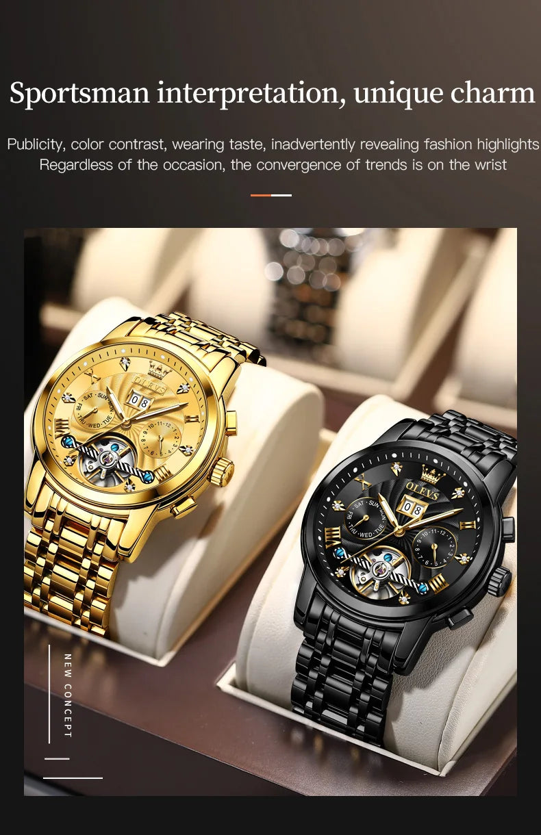 White luxury men's wristwatch with automatic tourbillon movement by Lamp Post, showcasing a sophisticated and elegant design.