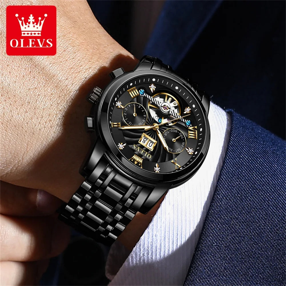 White premium men's wristwatch with automatic tourbillon movement by Lamp Post, showcasing a sleek, luxury design.