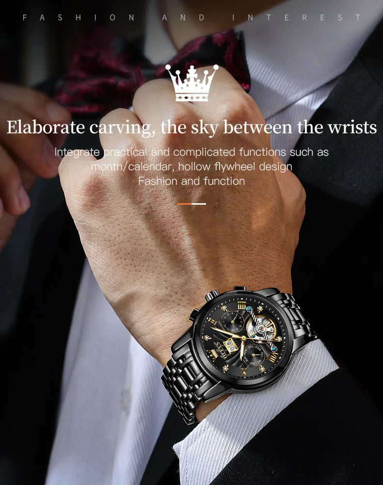 White luxury men's wristwatch by Lamp Post featuring an automatic tourbillon movement and elegant design.