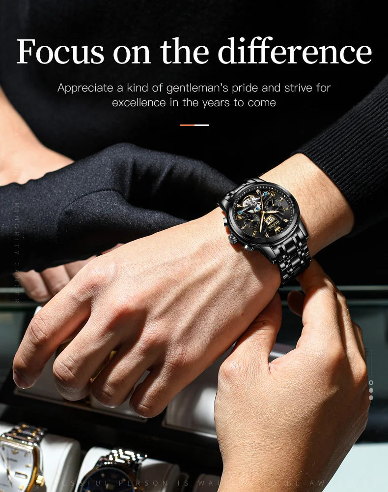 White luxury men's wristwatch by Lamp Post featuring an automatic tourbillon movement and elegant design