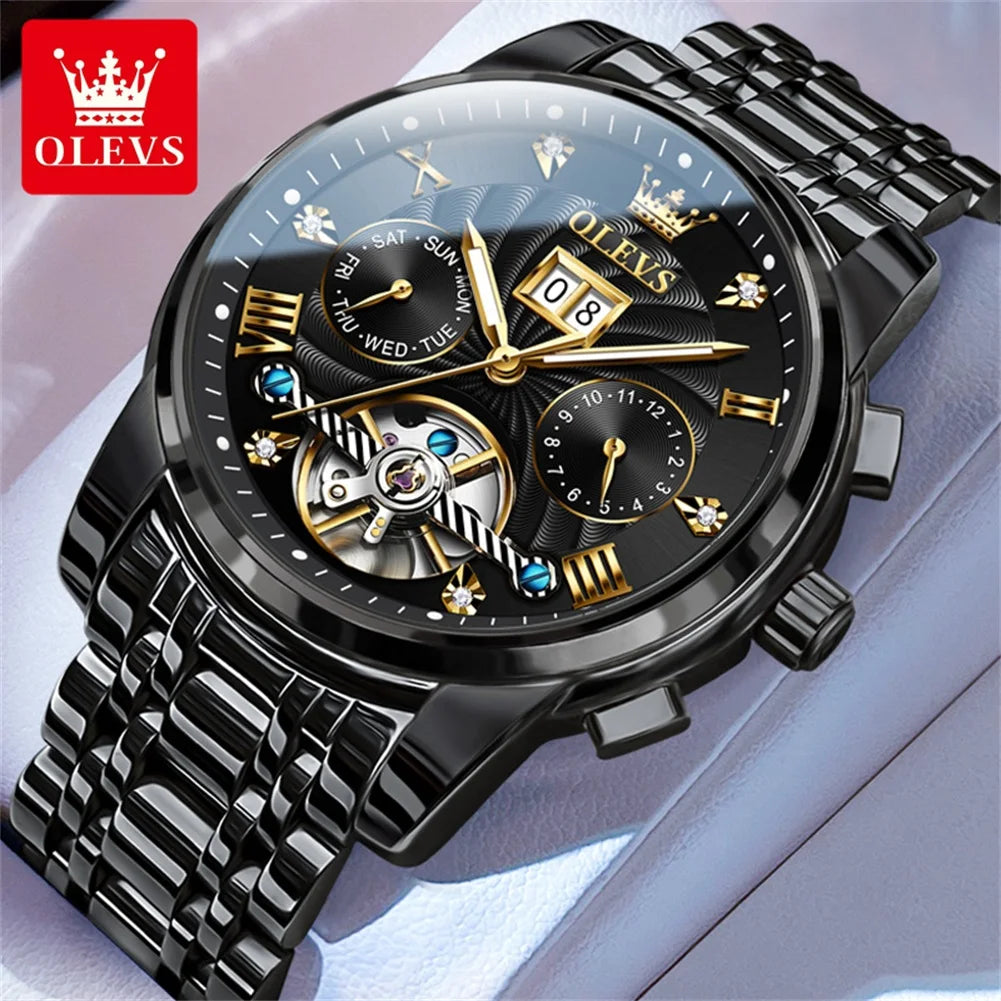 White luxury men’s wristwatch with automatic tourbillon movement by Lamp Post, showcasing an elegant and sophisticated design.