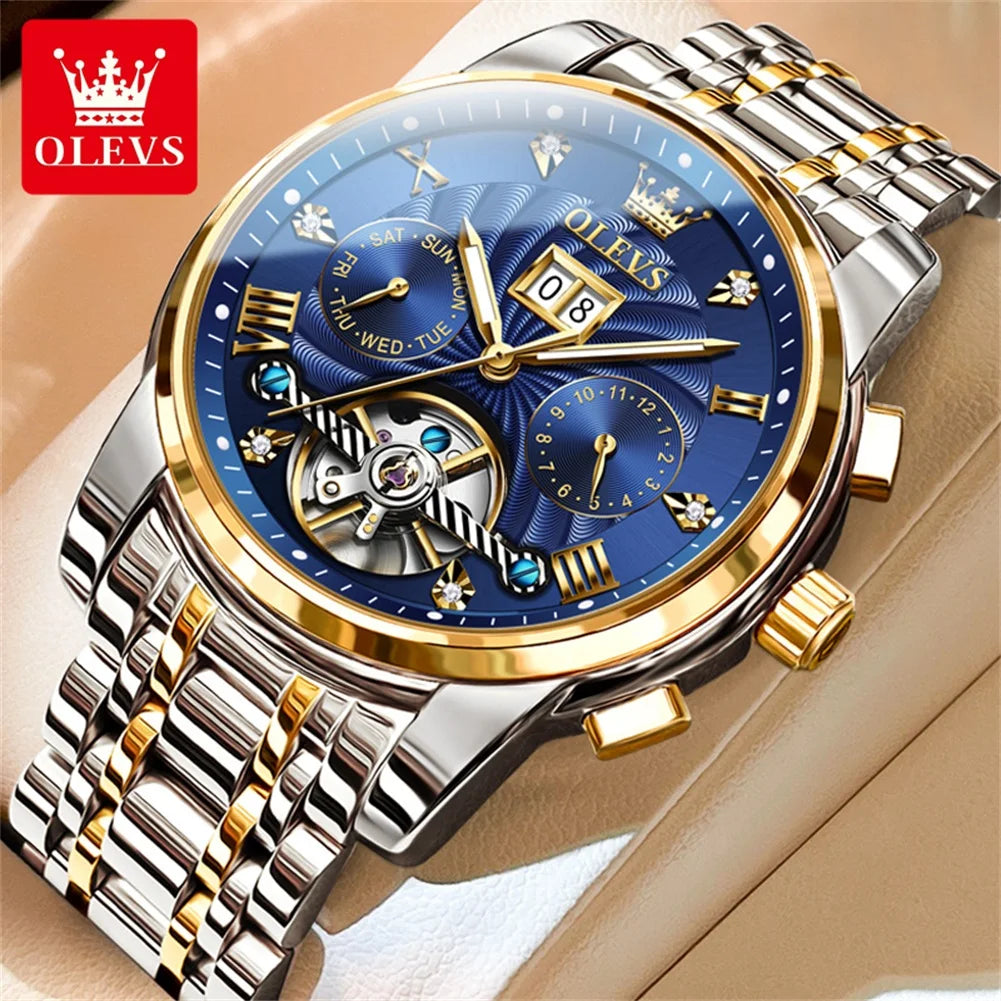 White luxury men's wristwatch with automatic tourbillon movement by Lamp Post, showcasing a sleek design and intricate dial details.