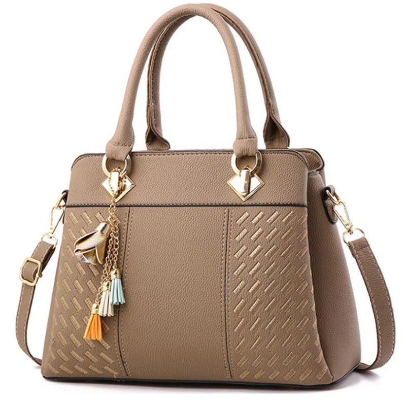 Black luxury women’s crossbody handbag by Lamp Post, stylish and spacious with a sleek design and adjustable strap.