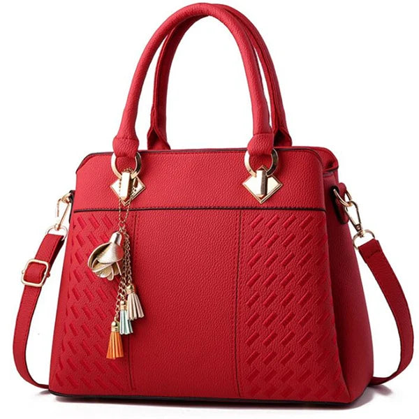 Black luxury women's crossbody handbag by Lamp Post, stylish and spacious with a sleek design for everyday use.