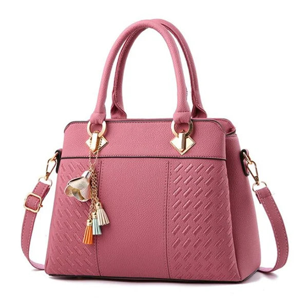 Black luxury women's crossbody handbag by Lamp Post, stylish and spacious shoulder bag with elegant design.