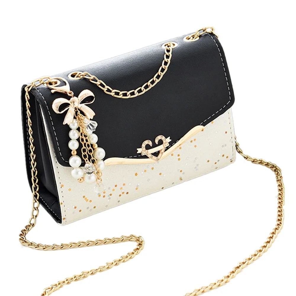 Black women’s trendy shoulder bag by Lamp Post, stylish and spacious with a sleek design for everyday use.
