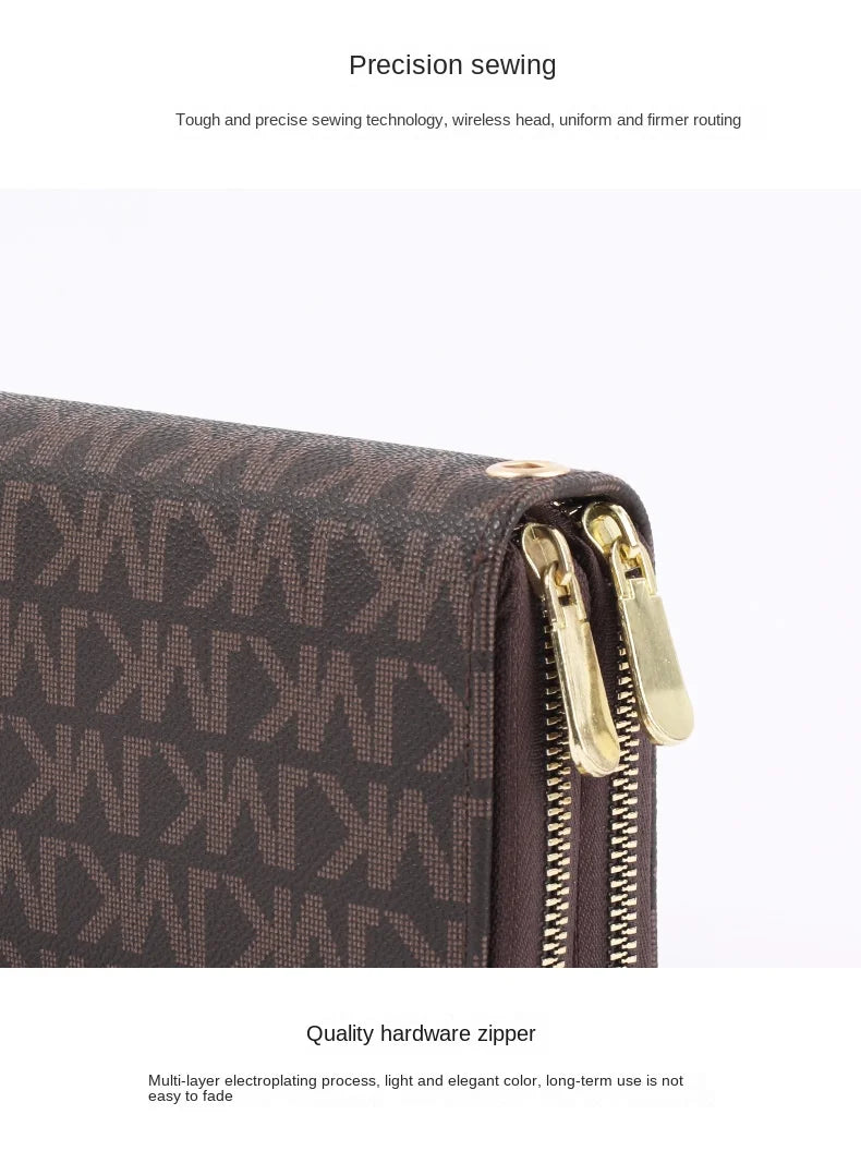 Luxurious Lamp Post women's long wallet with double zippers, big letter design, wristlet, phone and card holder, stylish lady bag