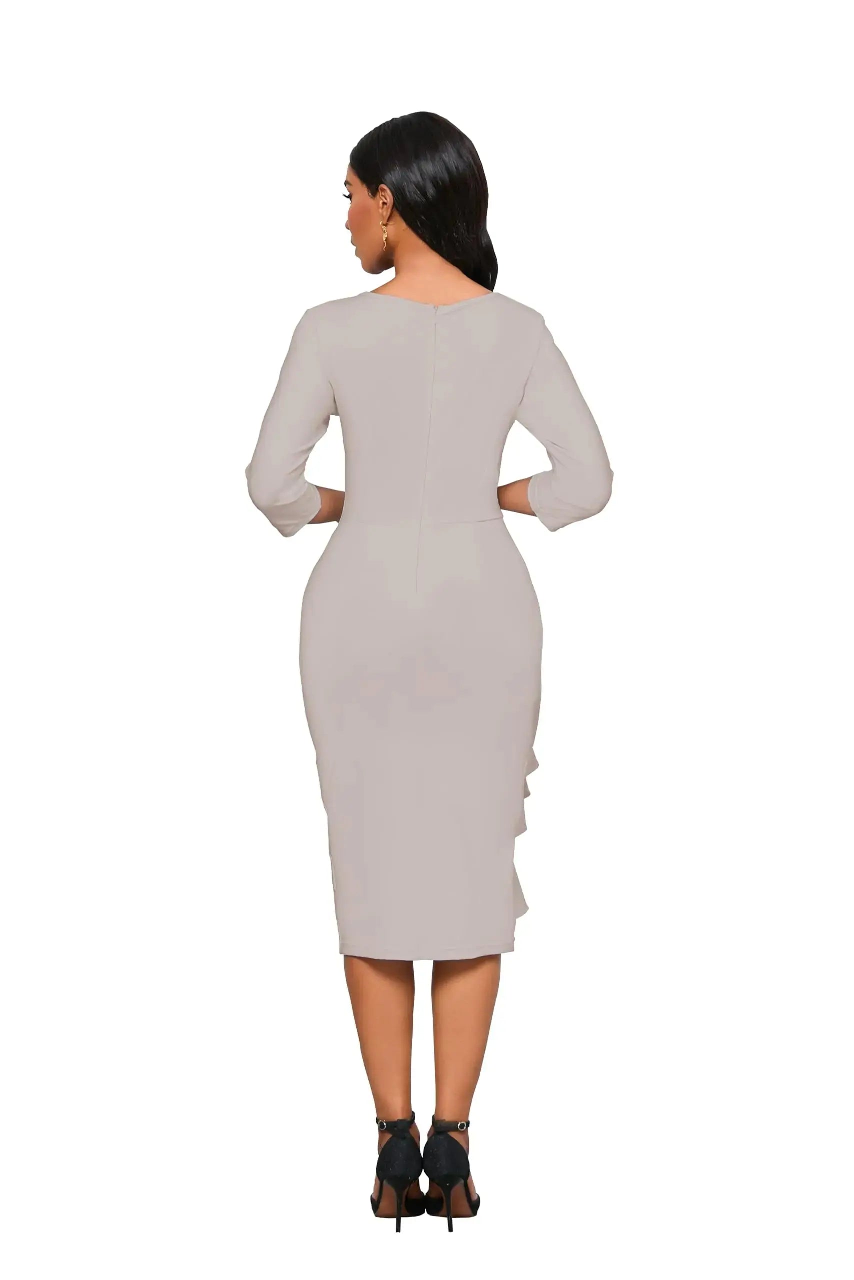 Apricot women’s dress by Lamp Post, stylish and modest for church, with a comfortable fit and elegant design.