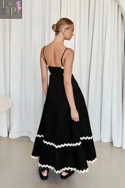 Black Lamp Post Benny Maxi Dress for women, perfect for summer, featuring a flowing, comfortable design and stylish silhouette.