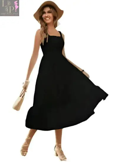 Women’s strapless black dress by Lamp Post, featuring a sleek fit and elegant design, perfect for formal or evening wear.
