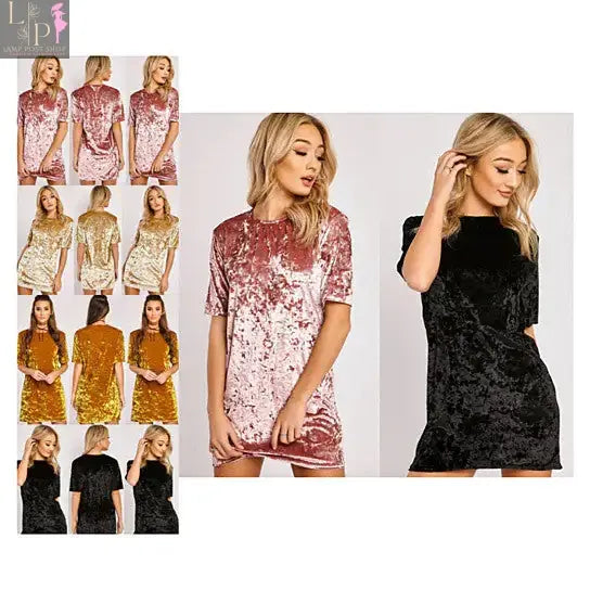 Golden yellow velvet women’s cocktail dress by Lamp Post, featuring elegant style and soft fabric for special occasions.