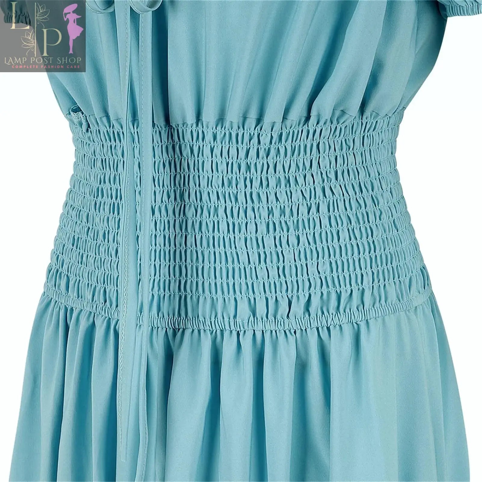Light blue Renaissance women's dress with medieval chemise style, peasant top design, by Lamp Post. Small size, Irish under dress.