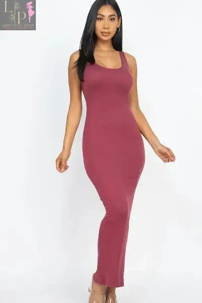 Purple Lamp Post women's racer back maxi dress with flowy fabric and sleeveless design, perfect for summer or casual wear.