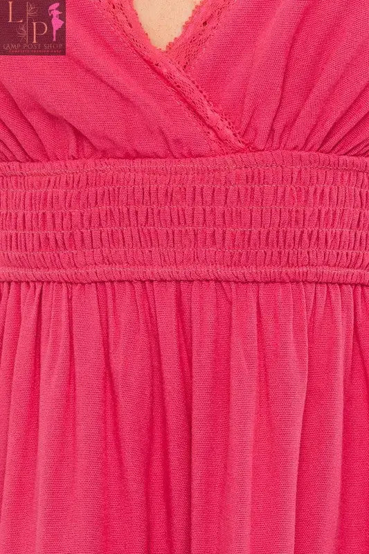 Pink Lamp Post women's cap sleeve ruffle mini dress with a fitted bodice and flared skirt, perfect for casual or summer wear.