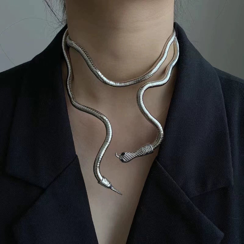 Snake shape ear hanging earrings for women by Lamp Post, featuring a unique spirit snake design with ear holes for versatile wear.