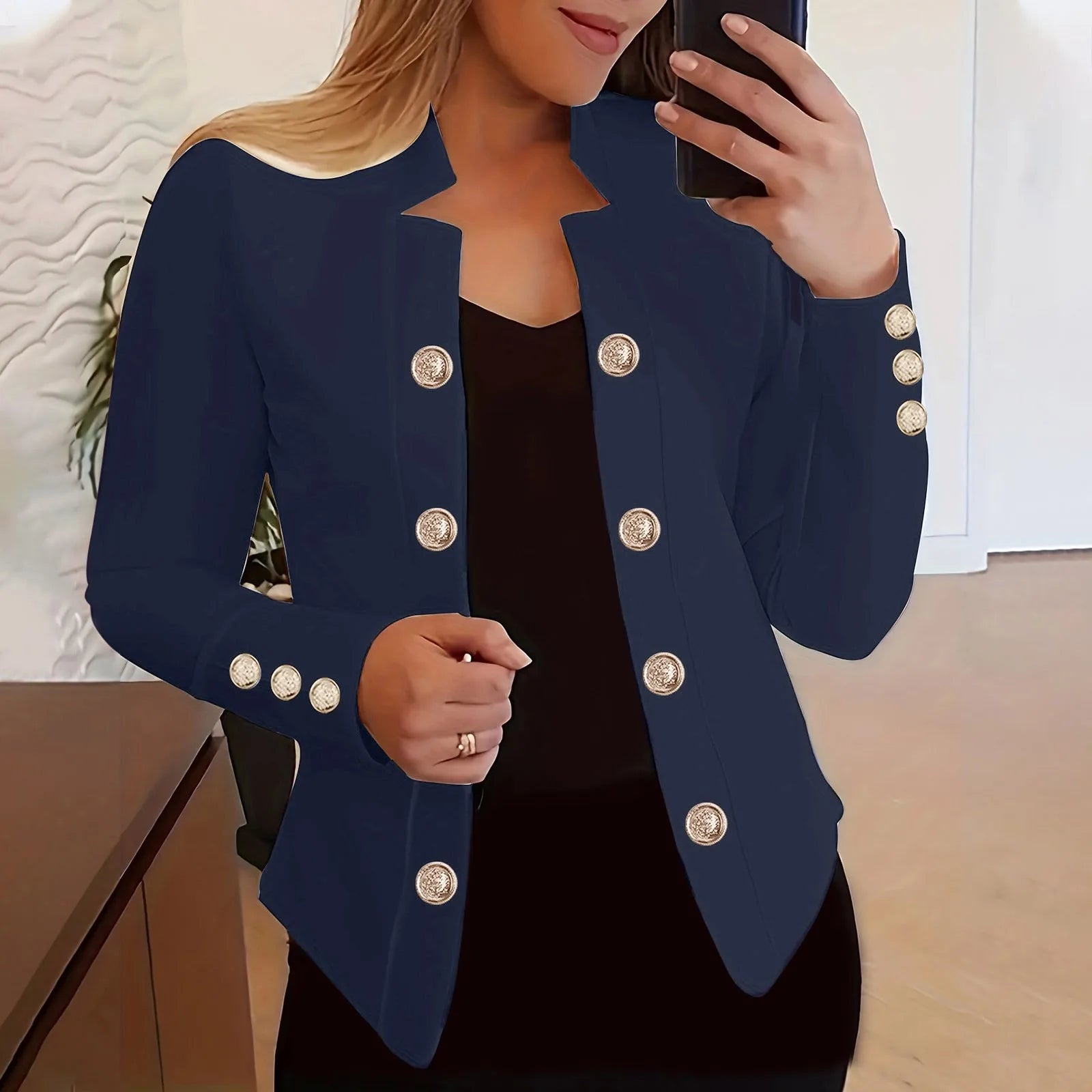 Women’s stylish red blazer jacket by Lamp Post, featuring a tailored fit and classic design, perfect for professional or casual wear.